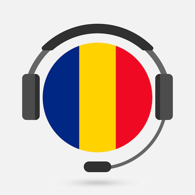 Flaga Rumunii Ze Słuchawkami Ilustracja Wektorowa Język Rumuński
