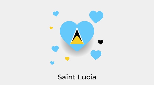 Flaga Saint Lucia W Kształcie Serca Z Dodatkową Ikoną Serca Ilustracji Wektorowych