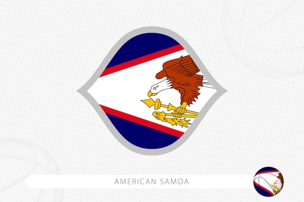 Flaga Samoa Amerykańskiego Na Turniej Koszykówki Na Szarym Tle Koszykówki.