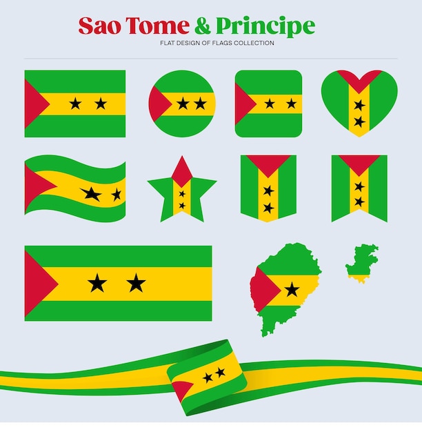 Flaga São Tomé i Príncipe płaska konstrukcja elementów kształtu flagi zbiór