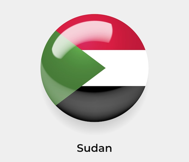 Flaga Sudanu Błyszczący Bańka Ikona Ilustracja Wektorowa