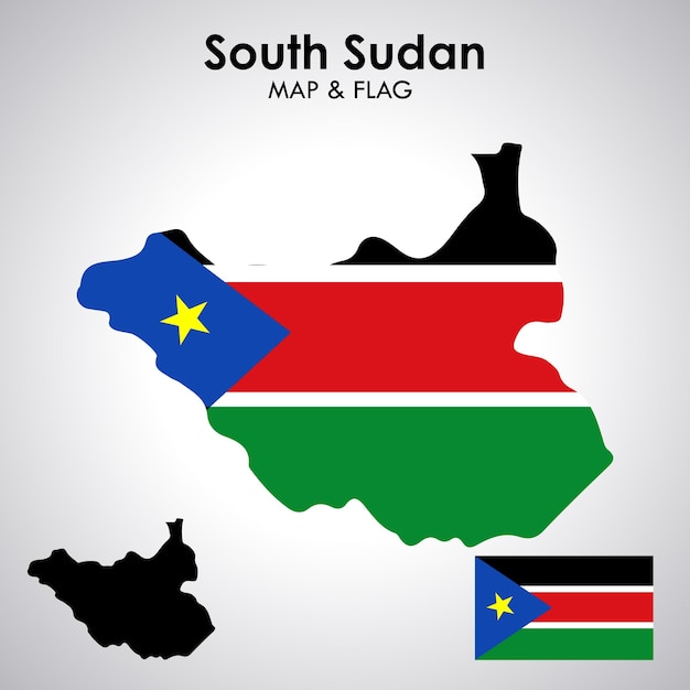 Flaga Sudanu Południowego i plik wektorowy mapy projektu mapy flagi