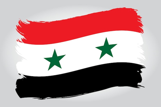 Flaga Syrii pociągnięcia pędzlem na białym tle. Ilustracja wektorowa