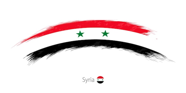 Flaga Syrii W Pociągnięcia Pędzlem Zaokrąglone Grunge. Ilustracja Wektorowa.