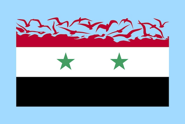 Plik wektorowy flaga syrii z koncepcją wolności flaga syrii przekształcająca się w latające ptaki wektor