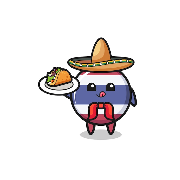 Flaga Tajlandii Maskotka Meksykańskiego Szefa Kuchni Trzymająca ładny Wzór Taco