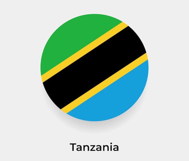 Flaga Tanzanii Bańka Okrąg Okrągły Kształt Ikona Ilustracja Wektorowa