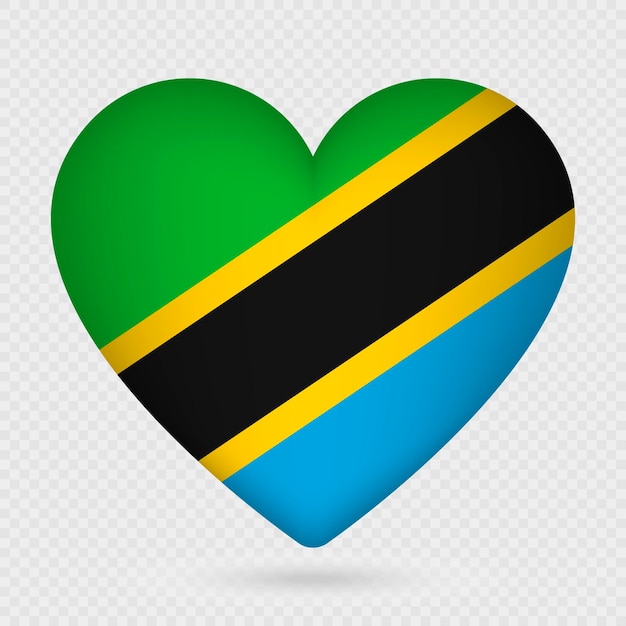 Flaga Tanzanii w kształcie serca Ilustracja wektorowa