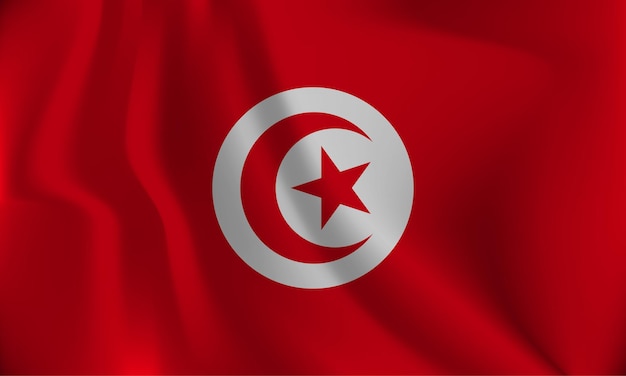 Flaga Tunezji z efektem falistym ze względu na wiatr