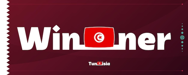 Flaga Tunezji Z Hasłem Zwycięzcy Na Tle Piłki Nożnej World Football 2022 Turniej Ilustracji Wektorowych