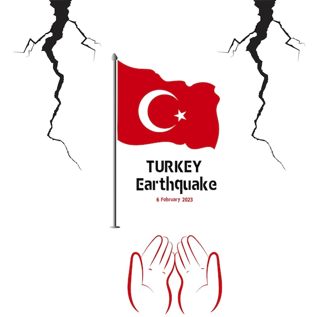 Flaga Turcji Na Plakacie ściennym, Módlcie Się O Trzęsienie Ziemi W Turcji