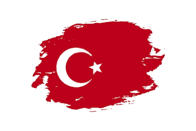 Plik wektorowy flaga turcji pociągnięcia pędzlem na białym tle twórcze flaga kraju narodowego turcji