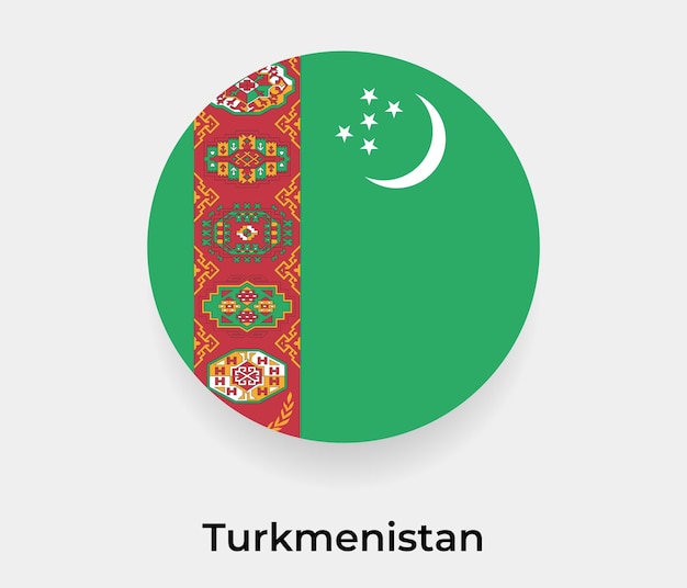 Flaga Turkmenistanu Bańka koło okrągły kształt ikona ilustracja wektorowa