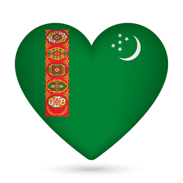 Flaga Turkmenistanu w kształcie serca ilustracji wektorowych