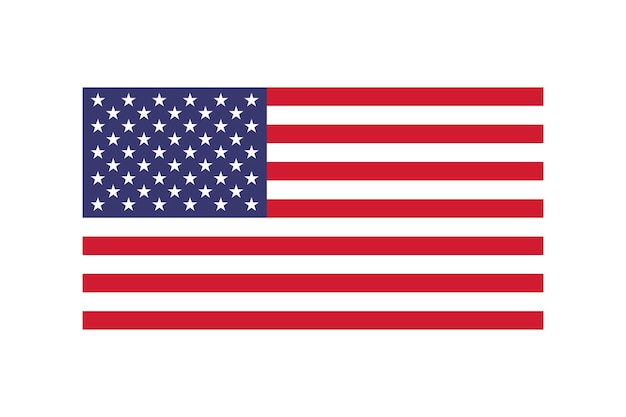 Flaga USA na białym tle w stylu płaski