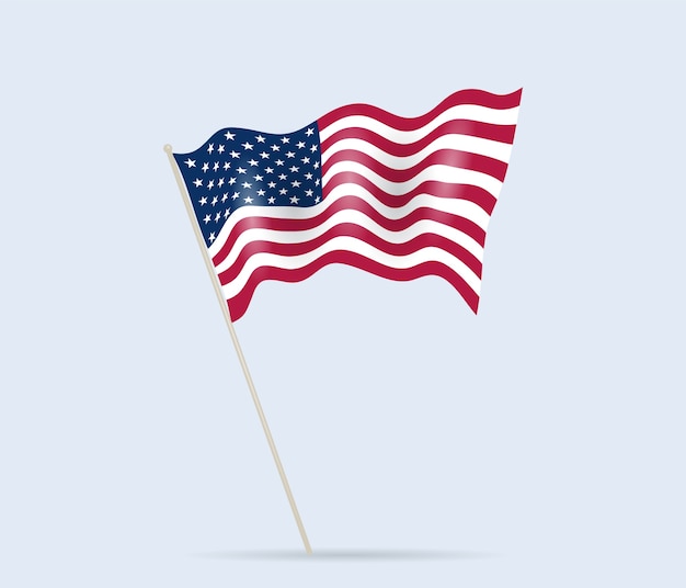 Flaga USA na maszcie macha na wietrze.