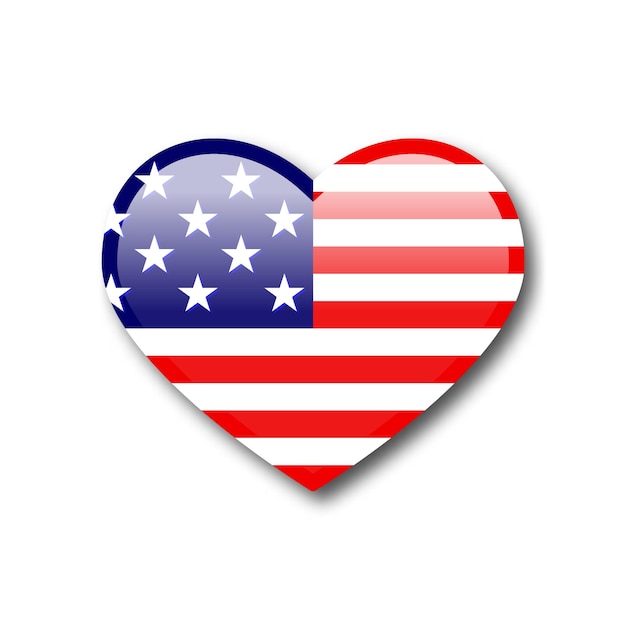 Flaga USA w sercu sylwetka Heartshaped amerykańska flaga ilustracja wektorowa płaskie