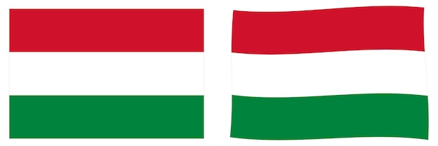 Plik wektorowy flaga węgier. wersja prosta i lekko falująca.