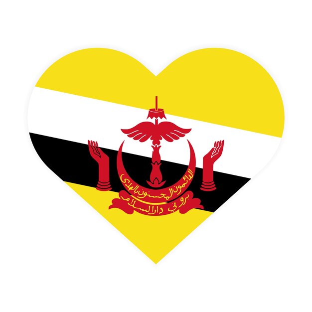 Flaga wektora Brunei w kształcie serca