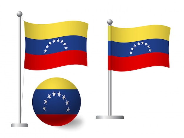 Flaga Wenezueli Na Słup I Piłka Ikona