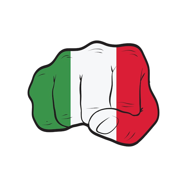 Flaga Włoch Na Zaciśniętej Pięści Koncepcja Protekcji Siły Siły