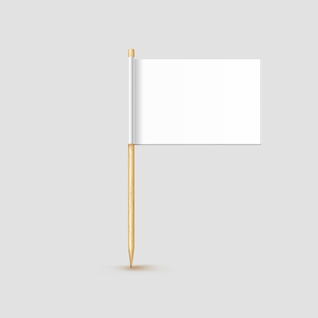 Plik wektorowy flaga wykałaczki na białym tle na drewnianym patyczku z białym papierem realistyczny mały wykałaczka na lunch vector
