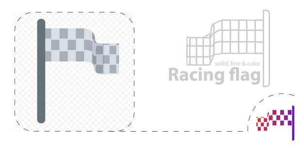 Flaga Wyścigów Na Białym Tle Płaska Ilustracja Ikona Linii Flag Wyścigów