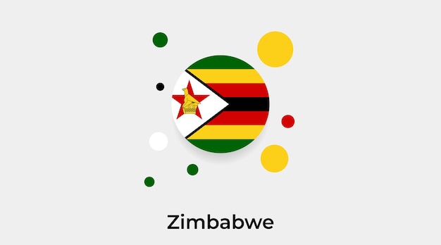 Flaga Zimbabwe Bańka Okrąg Okrągły Kształt Ikona Ilustracja Wektorowa