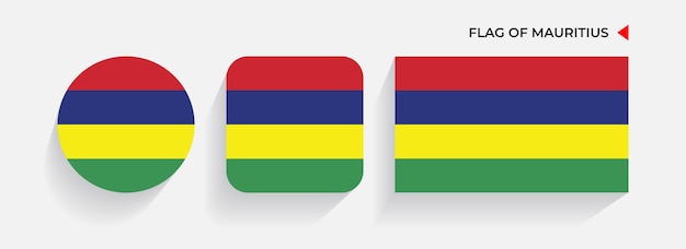 Plik wektorowy flagi mauritiusu ułożone w okrągły kwadrat i prostokąt