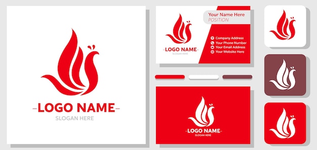 Flame Bird Logo I Zestaw Szablonów Biznesowych