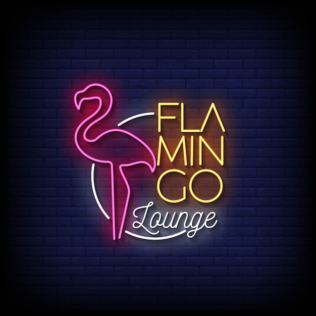 Flamingo Lounge Neonowe Znaki W Stylu Tekstu Wektor