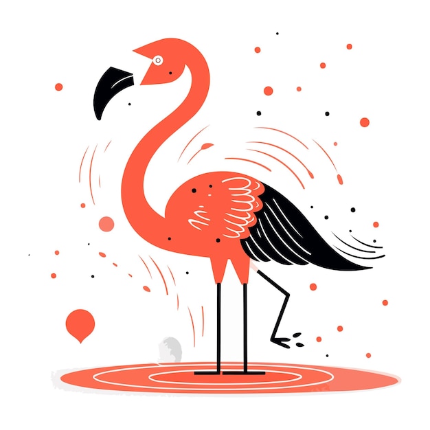 Plik wektorowy flamingo ręcznie narysowana ilustracja wektorowa w stylu kreskówki płaskiej