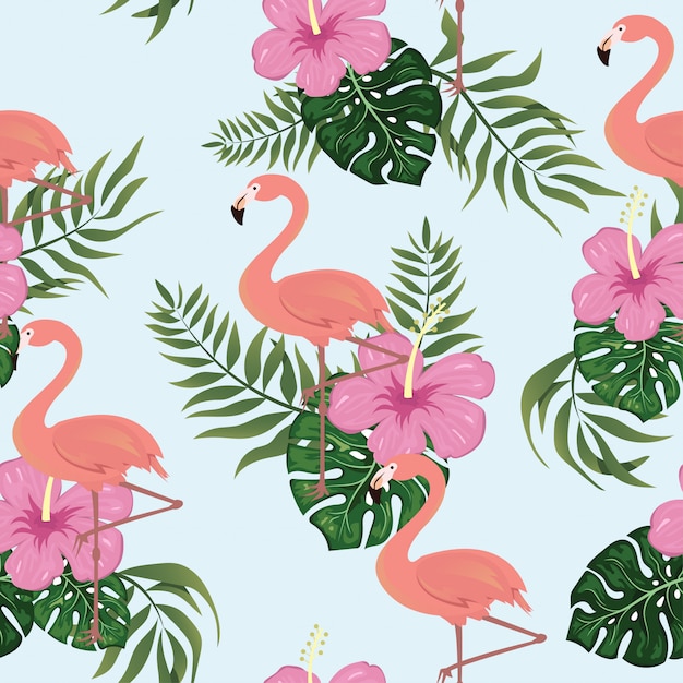 Flamingo Tropical Pattern Seamless