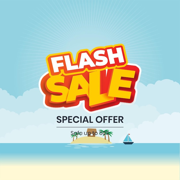 Plik wektorowy flash sale poster lub baner z tekstem flash sales szablon banerów dla mediów społecznościowych