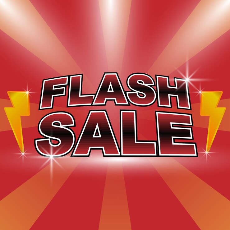 Wektor flash sale zakupy plakat lub baner z ikoną flash na czerwonym tle oferta specjalna flash sale