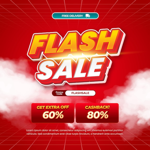 Flash sale zniżki edytowalny tekst z czerwonym wzorem banera gradientu