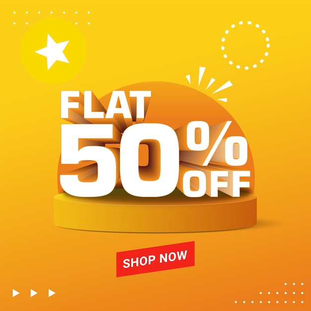 Flat 50 Off Kup Teraz Baner Wektorowy