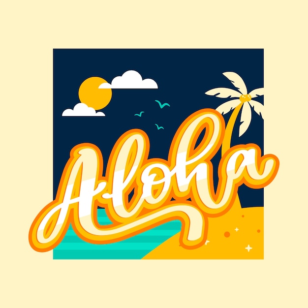 Plik wektorowy flat aloha text illustration