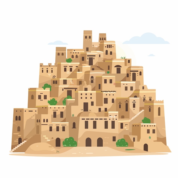 Plik wektorowy flat_design_arab_mud_houses_illustration_vector