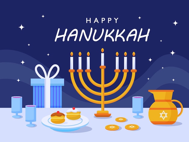 Flat Design Hanukkah Media Społeczne