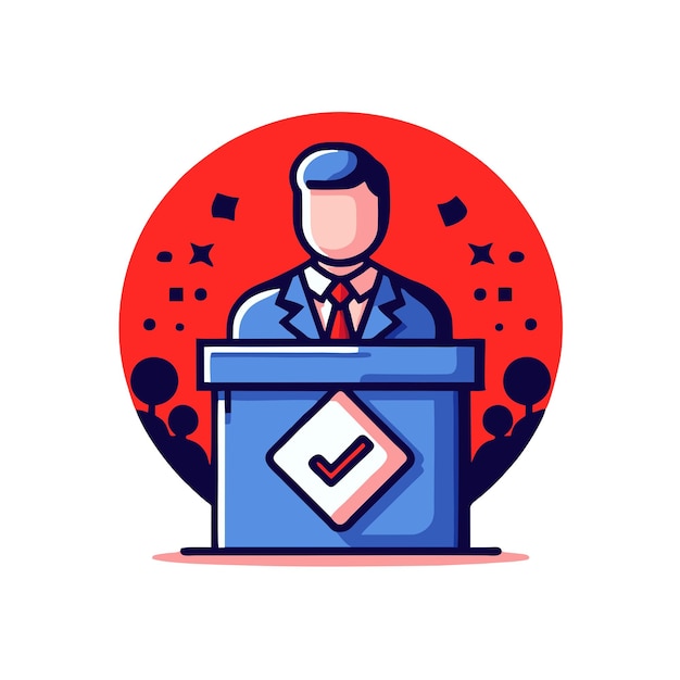 Plik wektorowy flat vector design of politician giving a speech and campaigning