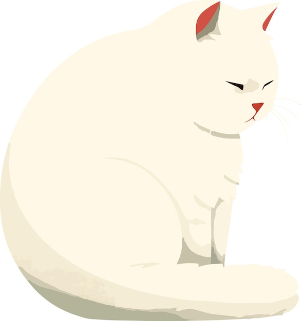 Plik wektorowy flatart minimalistyczny design biały kot drapie