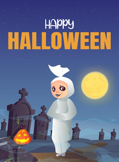 Flayer na świętowanie dnia halloween z cmentarzem i duchami