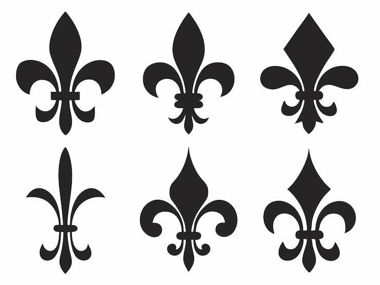 Wektor fleurdelis silhouette vector set elegantne czarno-białe wzory dekoracyjne