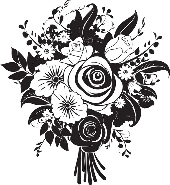 Plik wektorowy floral radiance bridal bouquet box emblem ethereal bridal posy black vector icon design