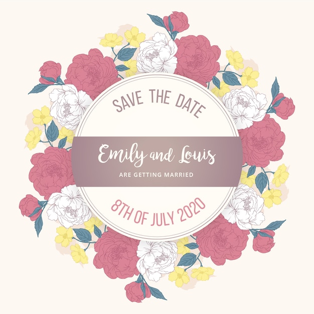 Plik wektorowy floral save the date wreath