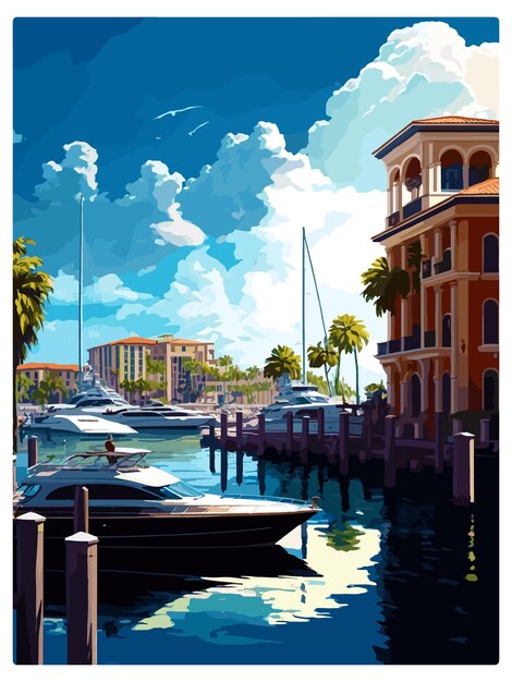 Florida Naples Vintage Travel Poster Souvenir Postcard Portret Malowanie Ilustracja Wpa