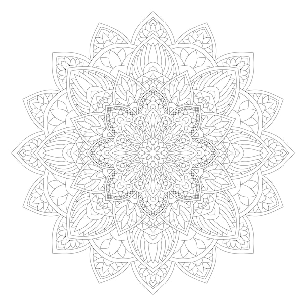 Plik wektorowy flover mandala oriental circle leaf design do kolorowania vector