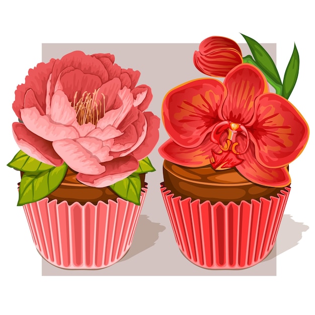 Plik wektorowy flower cupcake