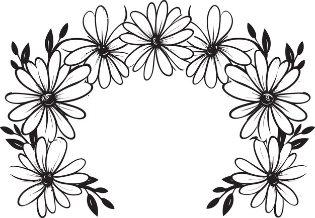 Plik wektorowy flowing daisy outlines black vector logo icon daisy blossom emblem czarny wektor logo design